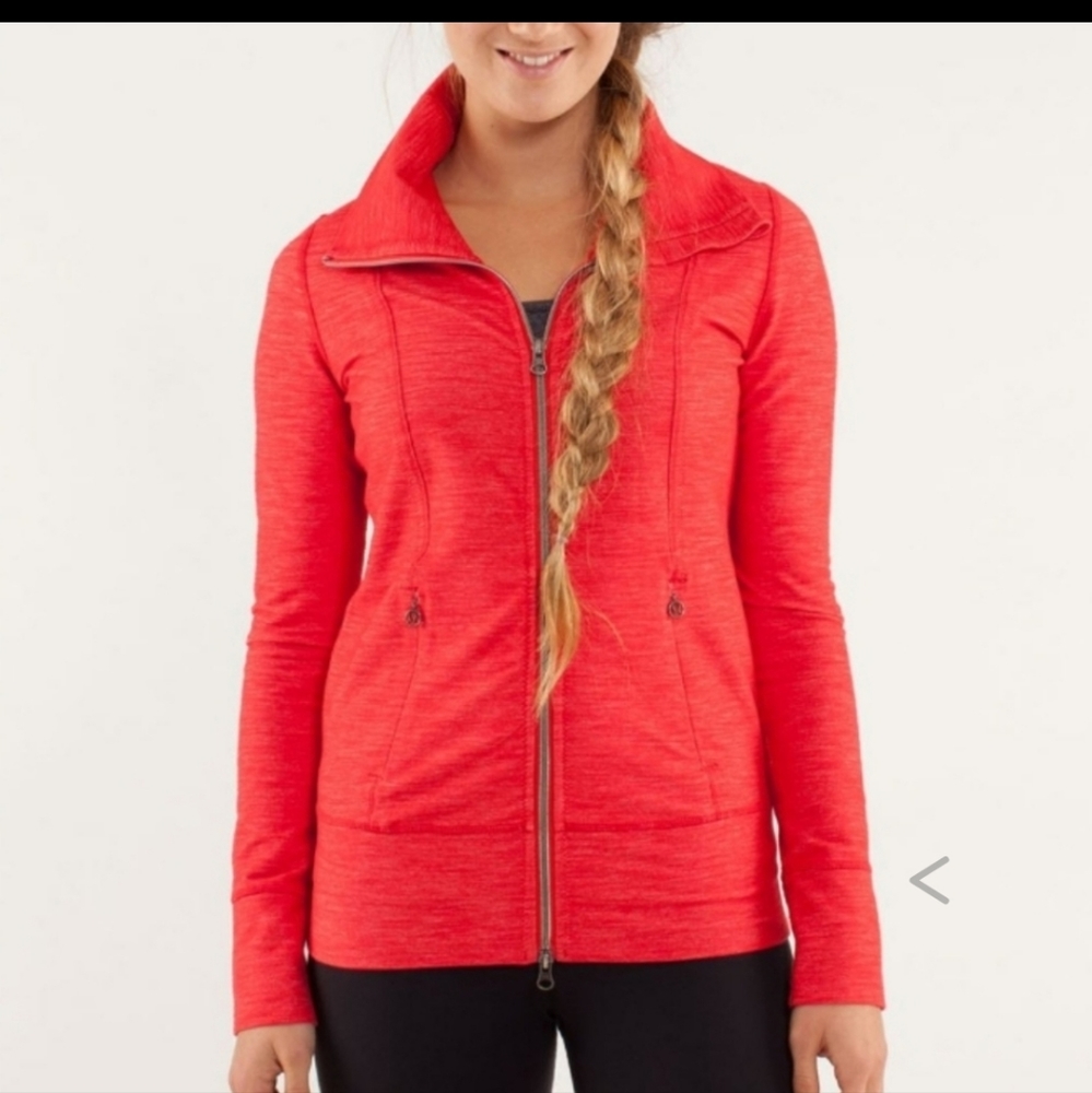Lululemon Daily Yoga Jacket Reversible Slub Denim Love Red Sz8